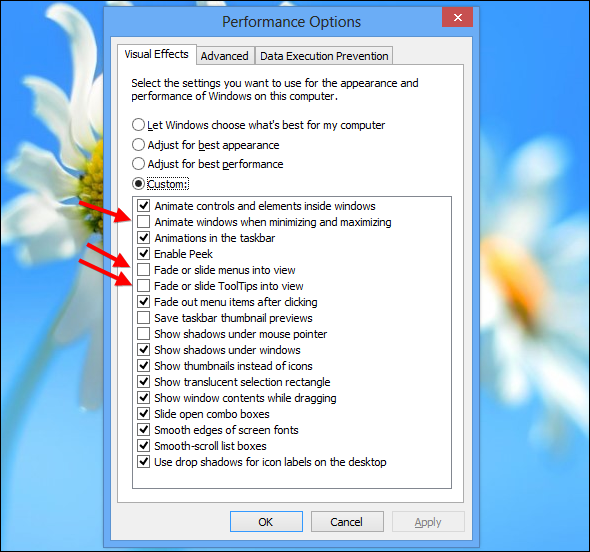 Speed up windows 8 by disabling animations