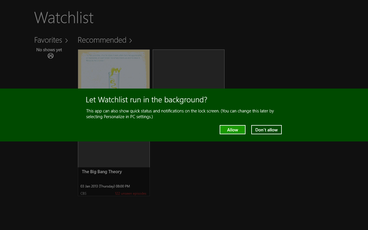 watchlist -windows 8 app