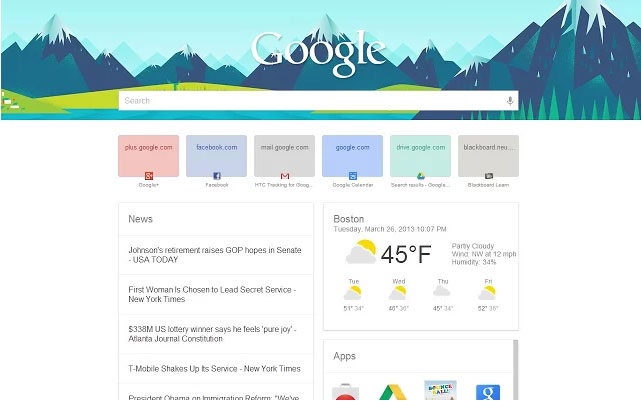 Google Now New Tab Page