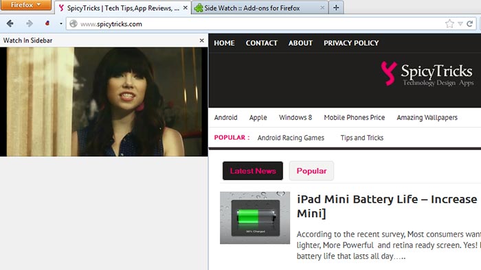 Watch YouTube Videos in Firefox Sidebar and Browse the Web Same Time