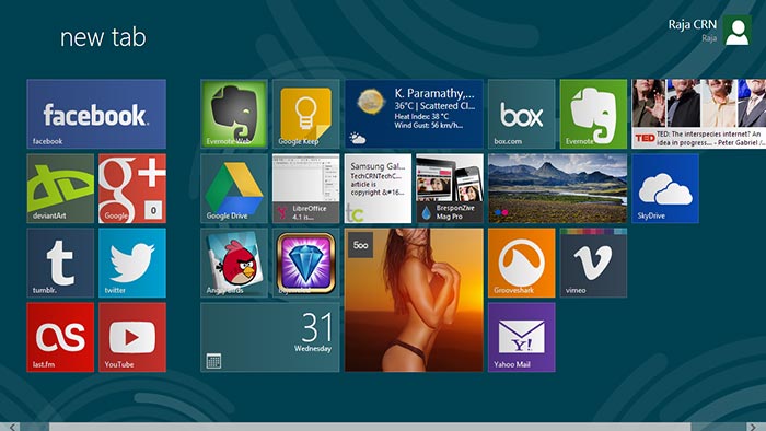 New Metro Tab Brings you Windows 8 Live Tiles to Chrome’s New Tab Page